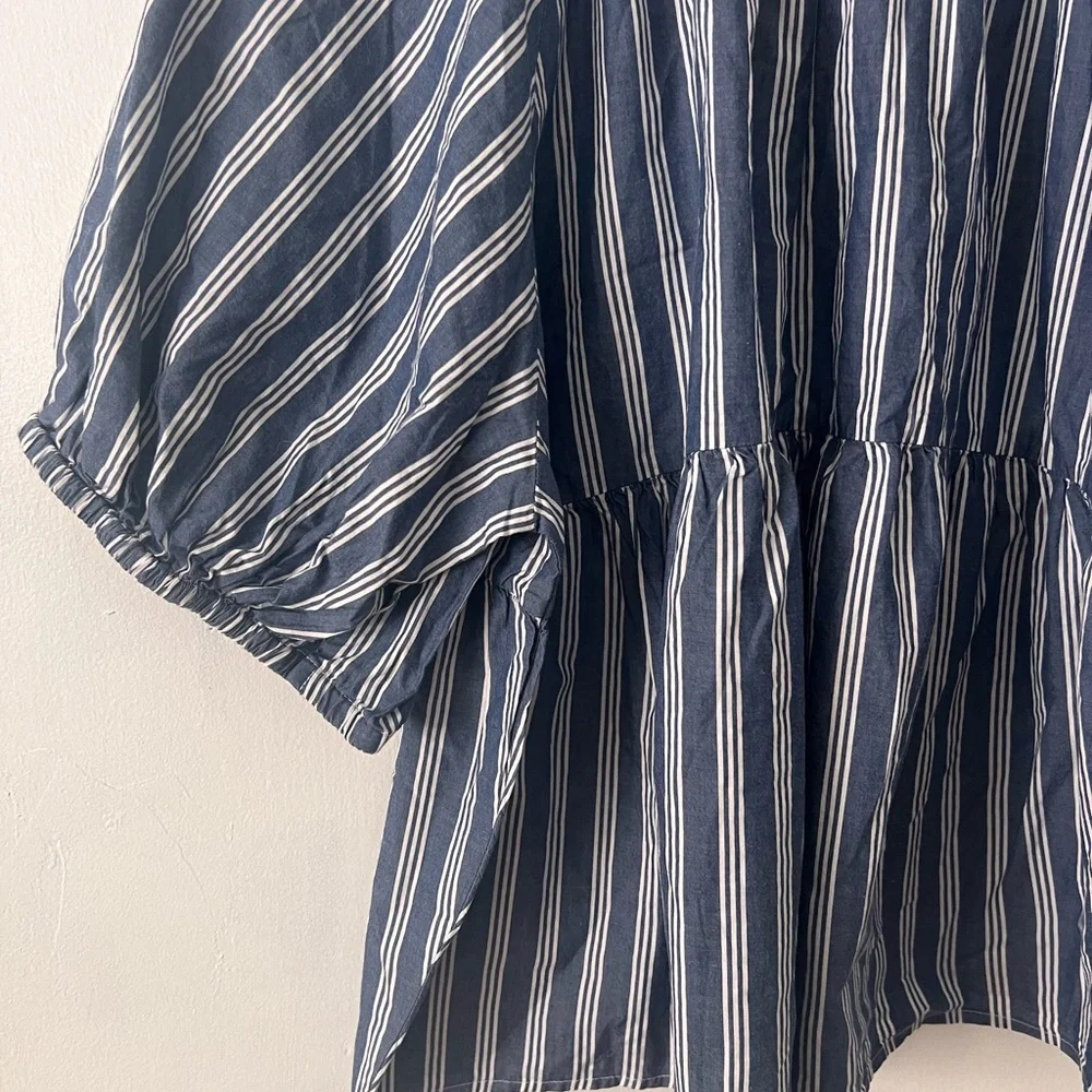 Old Navy Navy and White Striped Blouse - Picture 3 of 9